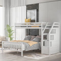 Hochbett in Einzelbettgröße über Bett in voller Größe mit Treppe