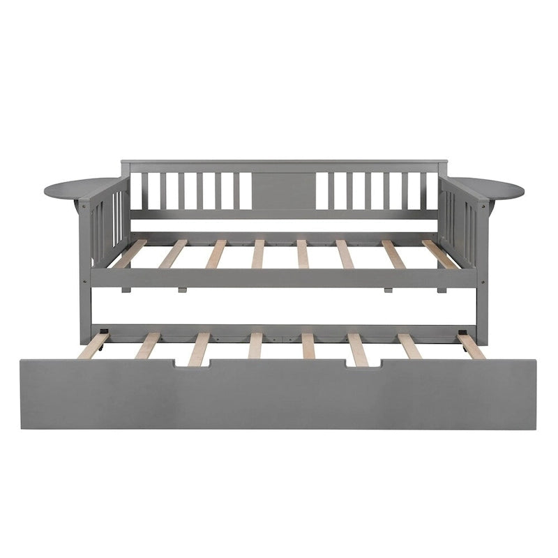 Lit banquette jumeau en bois avec lit gigogne, canapé-lit pour chambre et salon