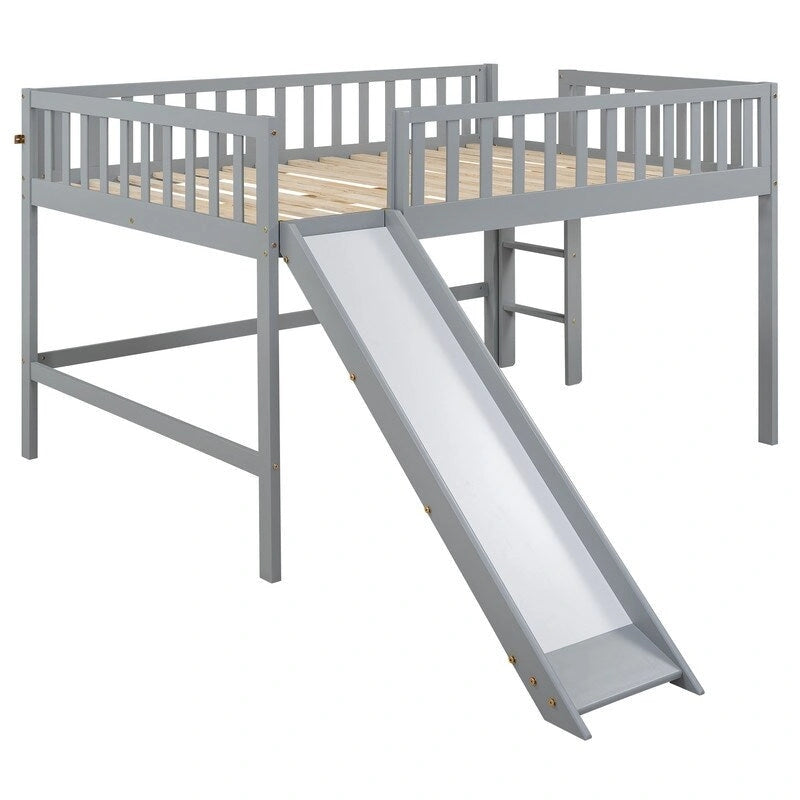 Cama alta baja matrimonial con escalera y tobogán