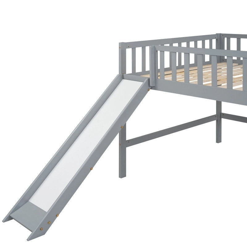 Cama alta baja matrimonial con escalera y tobogán