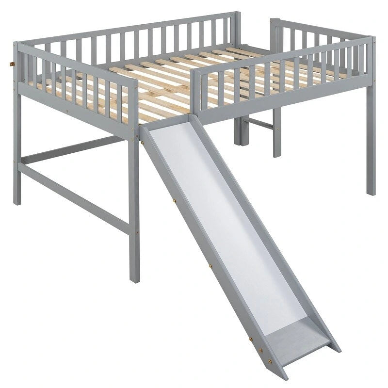 Cama alta baja matrimonial con escalera y tobogán