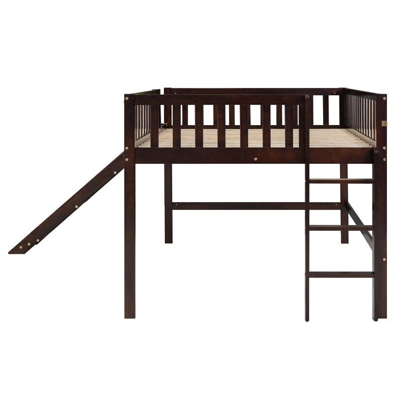 Cama alta baja matrimonial con escalera y tobogán