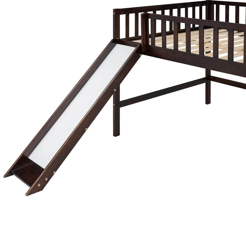 Cama alta baja matrimonial con escalera y tobogán