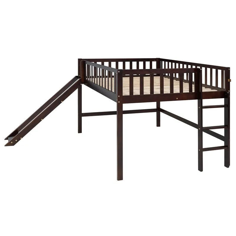 Cama alta baja matrimonial con escalera y tobogán