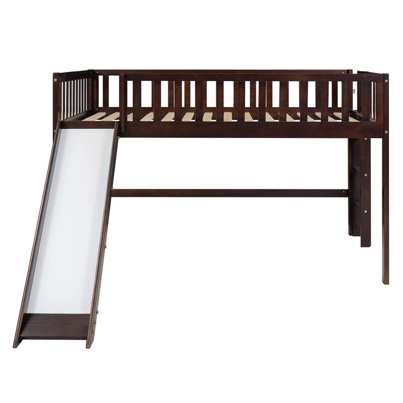 Cama alta baja matrimonial con escalera y tobogán