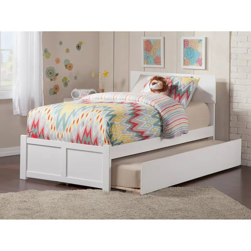 Cama de plataforma con piecero y cama nido Twin