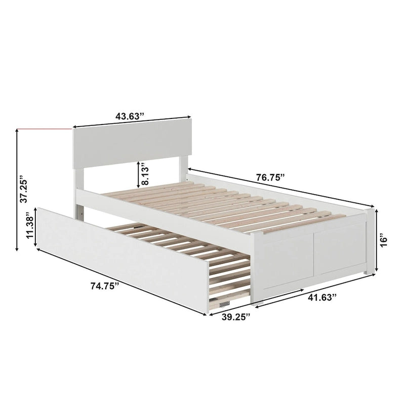 Cama de plataforma con piecero y cama nido Twin