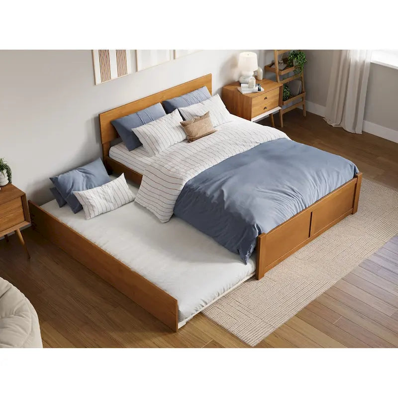 Cama de plataforma con piecero y cama nido Twin