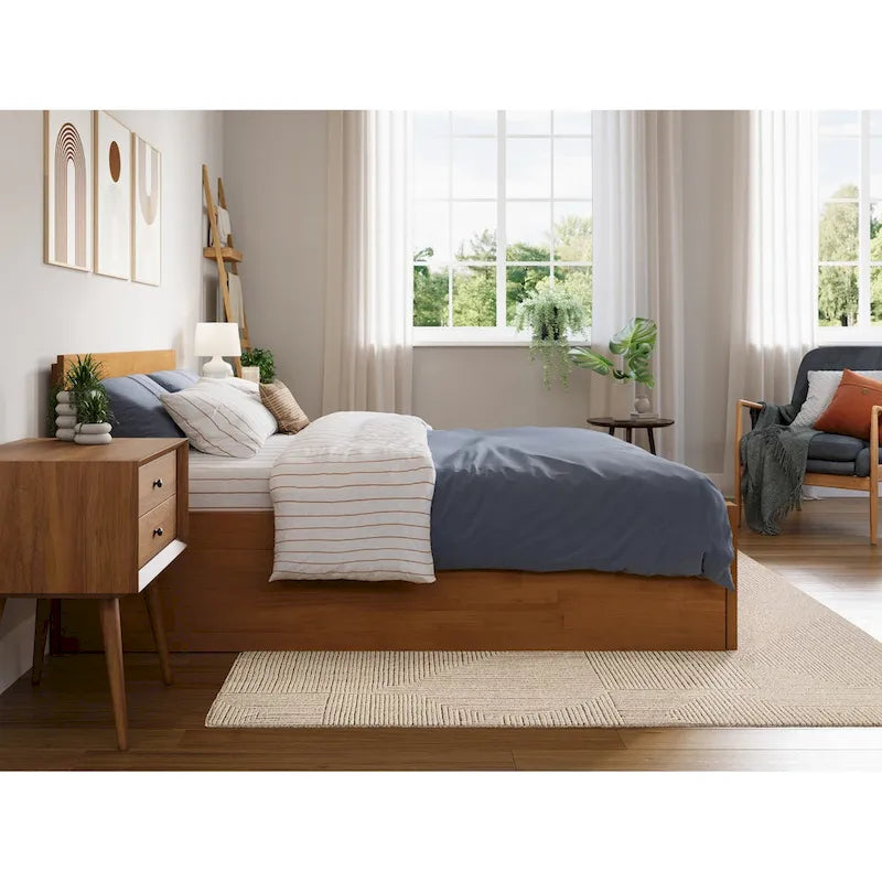 Cama de plataforma con piecero y cama nido Twin