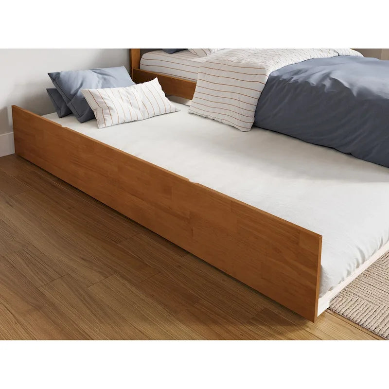Cama de plataforma con piecero y cama nido Twin