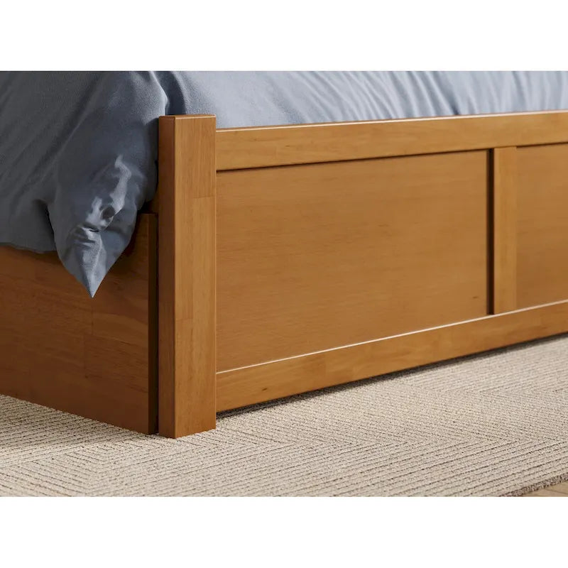 Cama de plataforma con piecero y cama nido Twin