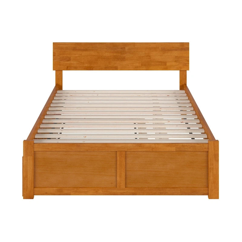 Cama de plataforma con piecero y cama nido Twin