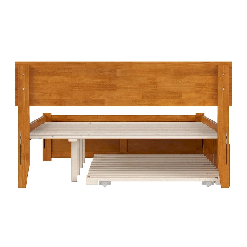 Cama de plataforma con piecero y cama nido Twin