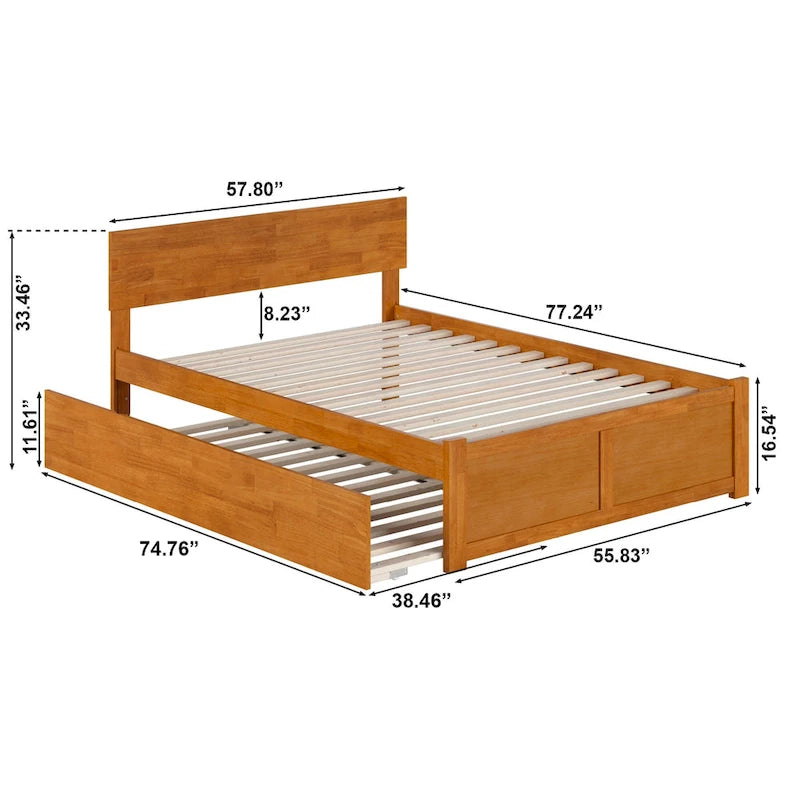 Cama de plataforma con piecero y cama nido Twin
