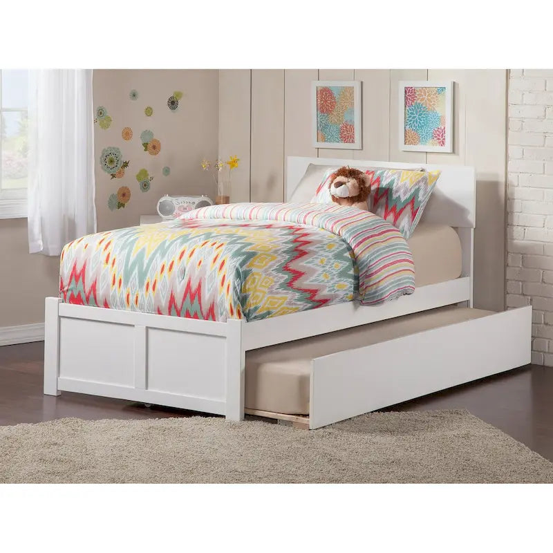 Cama de plataforma con piecero y cama nido Twin