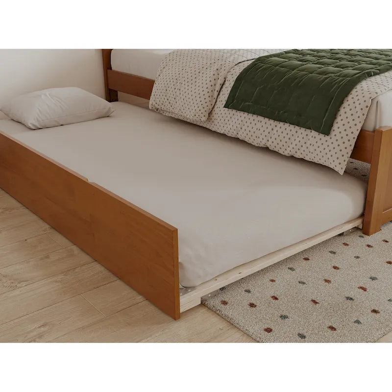 Cama de plataforma con piecero y cama nido Twin