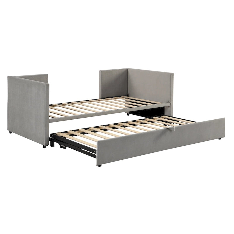 Diván tapizado individual con cama nido desplegable