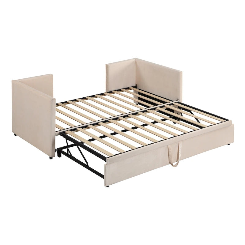 Diván tapizado individual con cama nido desplegable