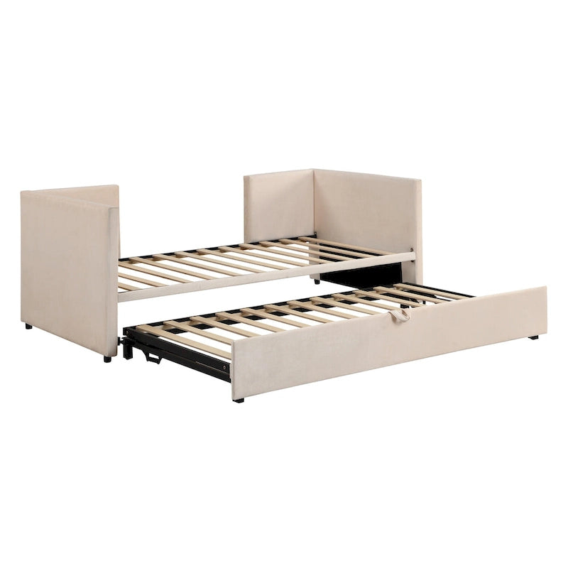 Diván tapizado individual con cama nido desplegable