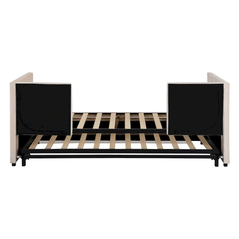 Diván tapizado individual con cama nido desplegable