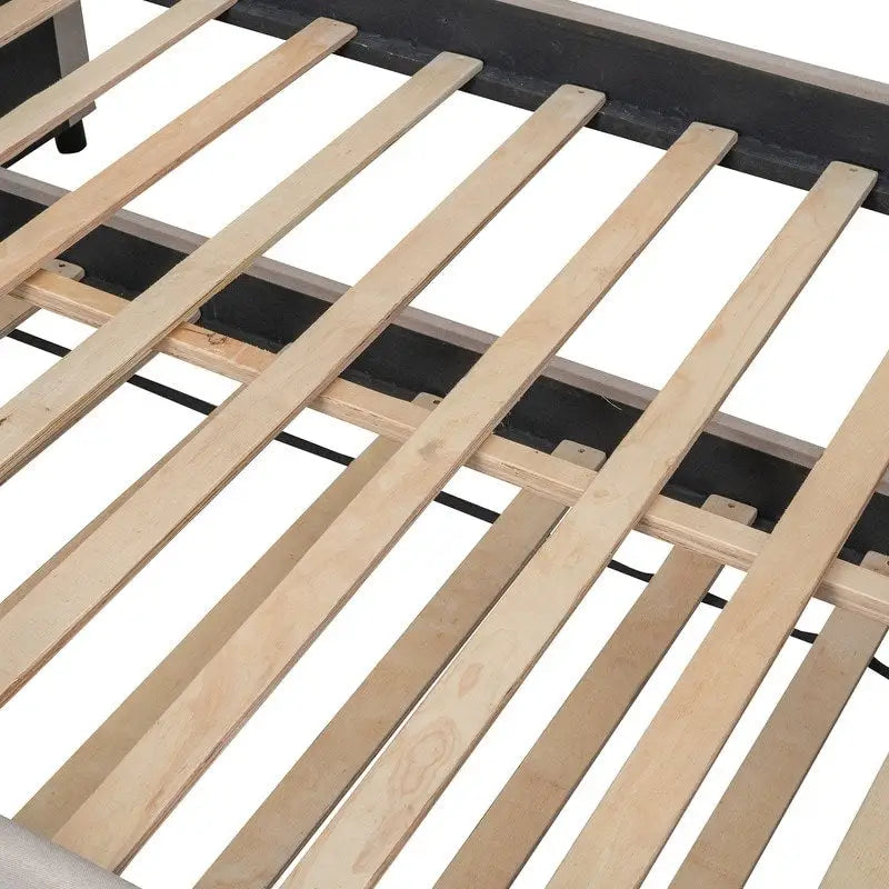 Diván con cama nido, diván tapizado de tamaño matrimonial con cama nido individual