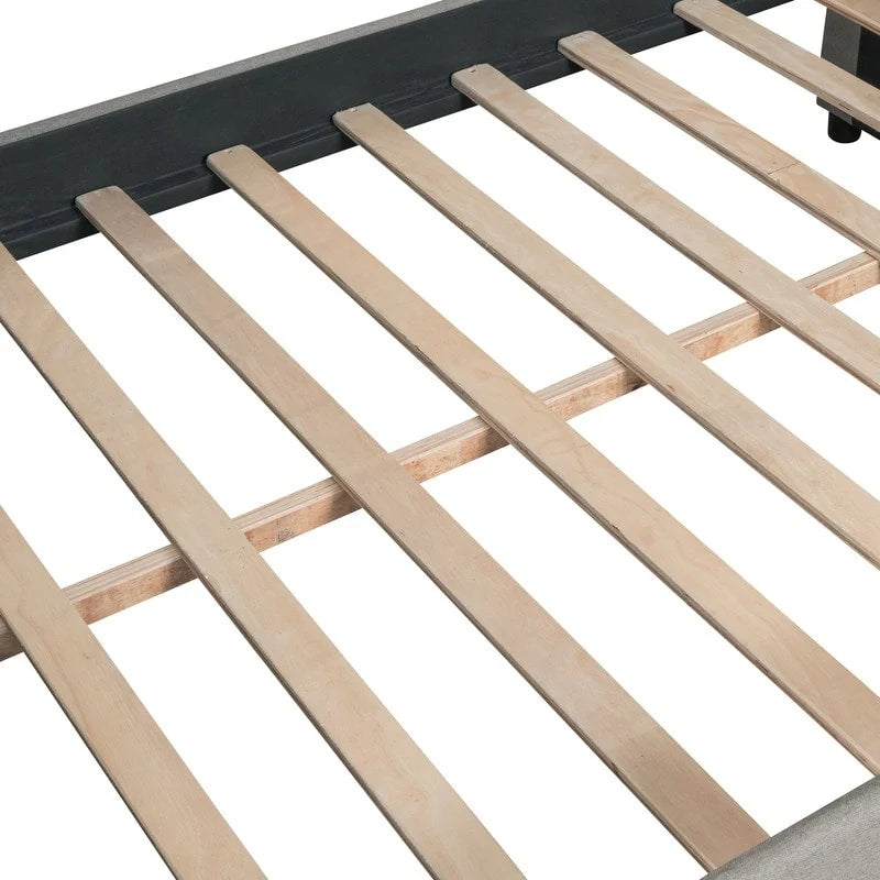 Diván con cama nido, diván tapizado de tamaño matrimonial con cama nido individual