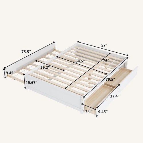 Cama matrimonial con cama nido individual y 2 cajones