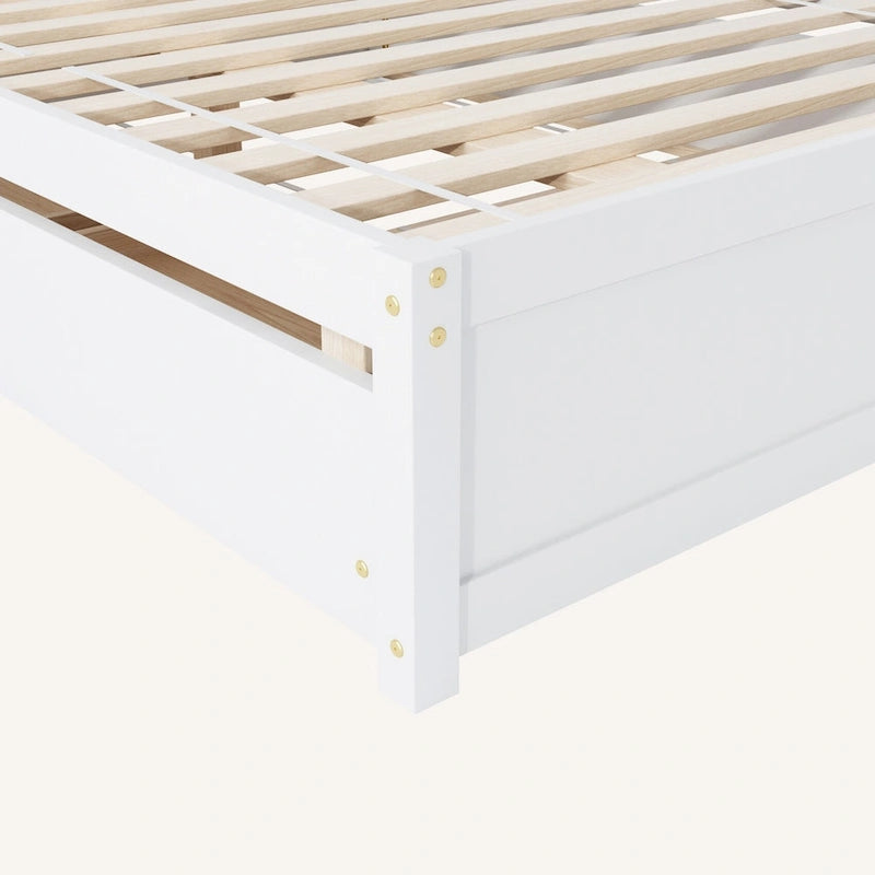 Letto matrimoniale con letto estraibile singolo e 2 cassetti