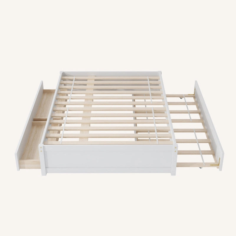 Letto matrimoniale con letto estraibile singolo e 2 cassetti