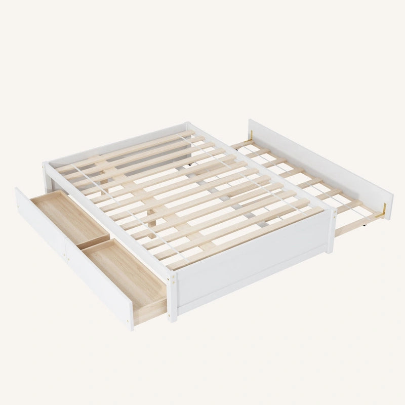 Letto matrimoniale con letto estraibile singolo e 2 cassetti
