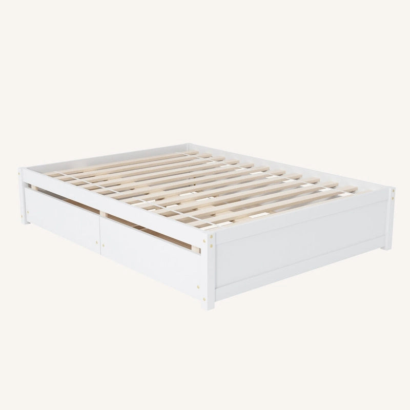 Letto matrimoniale con letto estraibile singolo e 2 cassetti