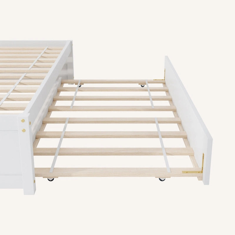 Letto matrimoniale con letto estraibile singolo e 2 cassetti