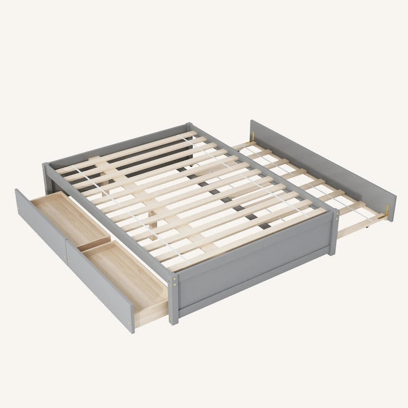 Letto matrimoniale con letto estraibile singolo e 2 cassetti