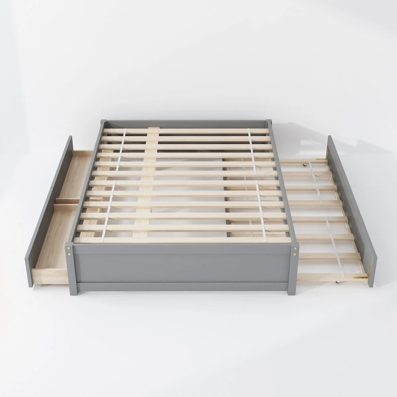 Letto matrimoniale con letto estraibile singolo e 2 cassetti