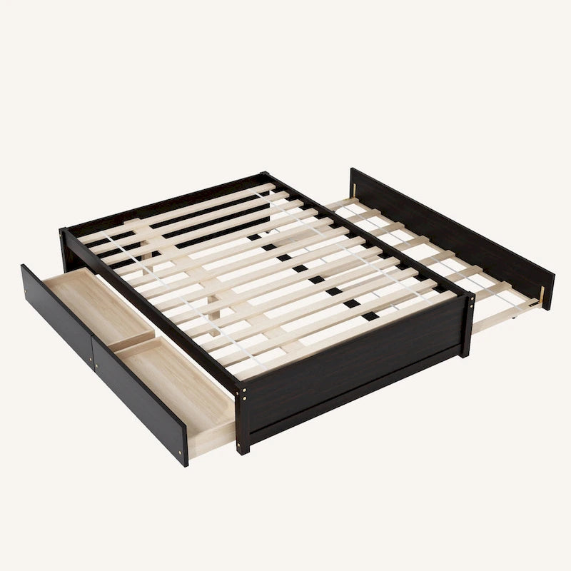 Letto matrimoniale con letto estraibile singolo e 2 cassetti