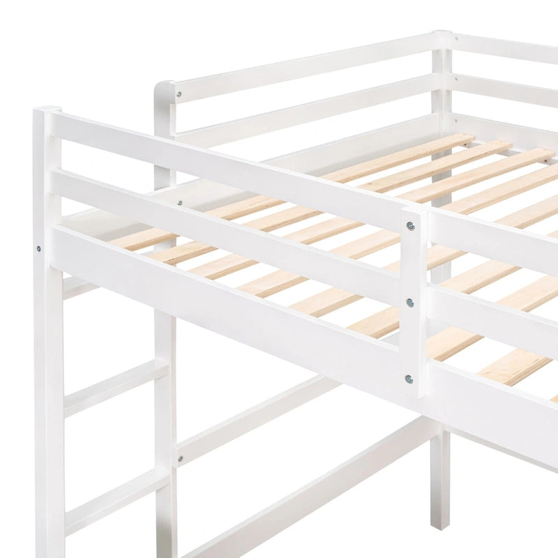 Cama alta matrimonial con escritorio y tablero de escritura, cama alta de madera con escritorio y armario de 2 cajones - Espresso