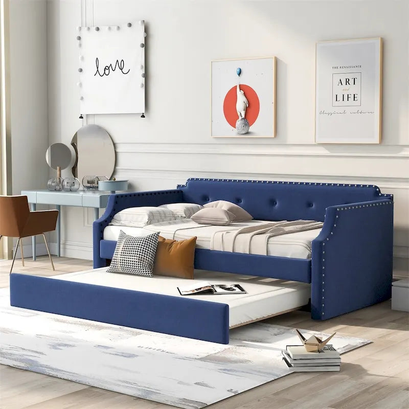 Cama nido tapizada individual con cama extraíble