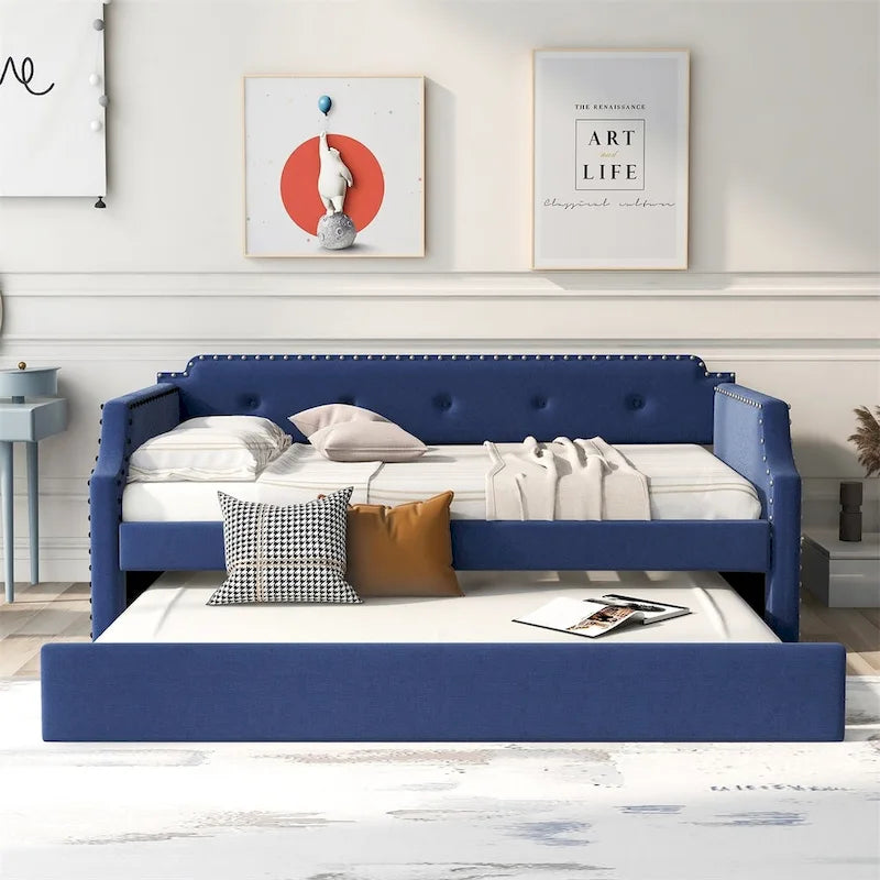 Cama nido tapizada individual con cama extraíble