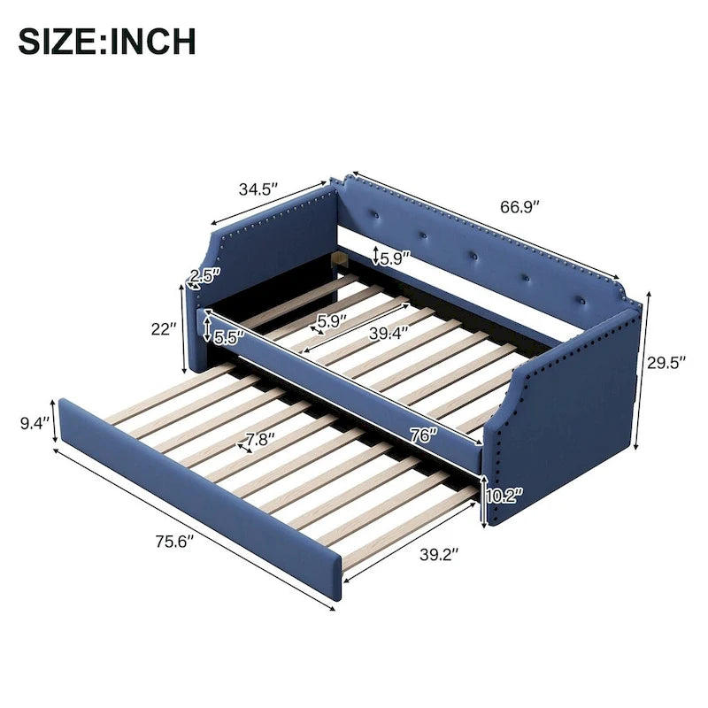 Cama nido tapizada individual con cama extraíble