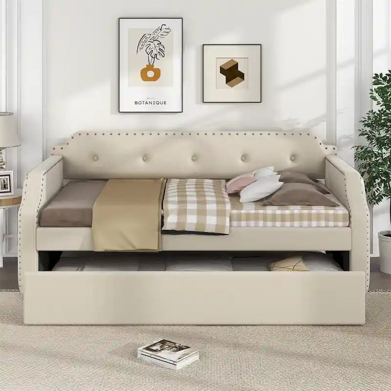 Cama nido tapizada individual con cama extraíble