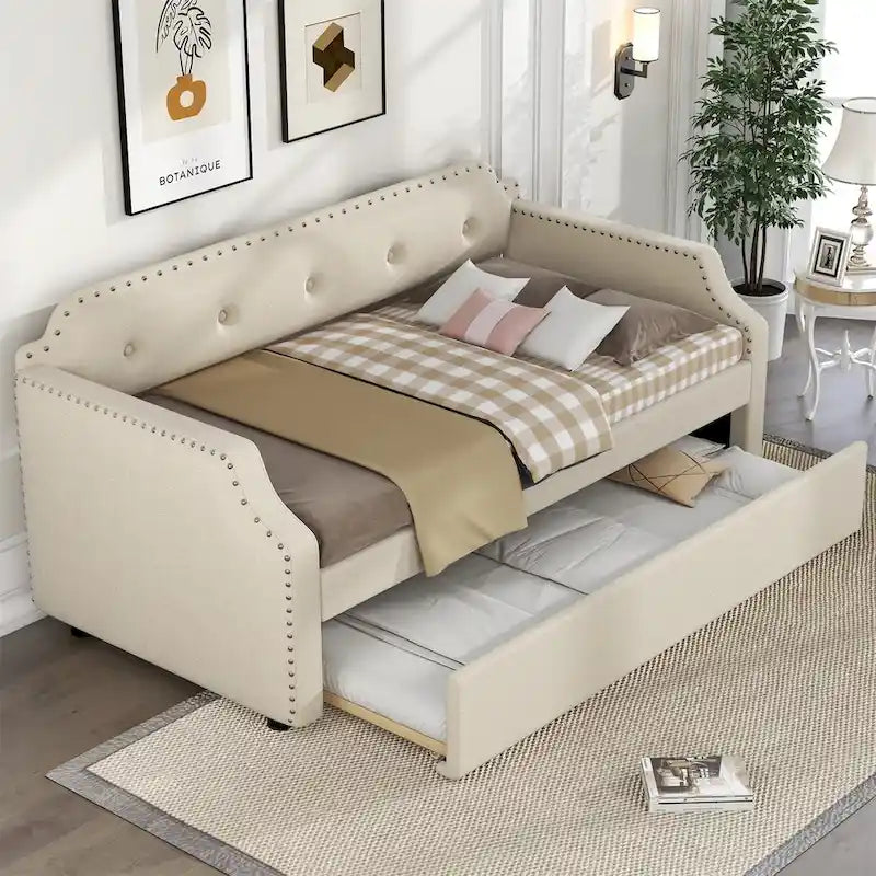 Cama nido tapizada individual con cama extraíble
