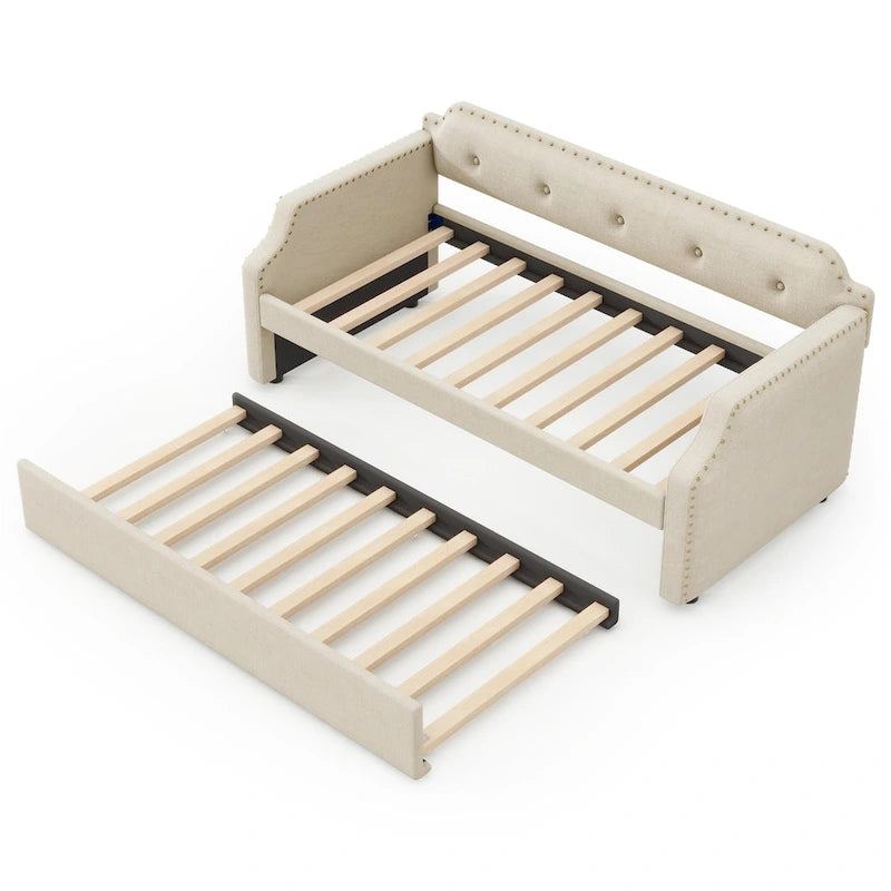 Cama nido tapizada individual con cama extraíble