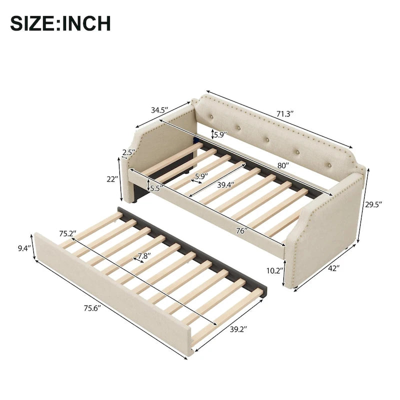 Cama nido tapizada individual con cama extraíble