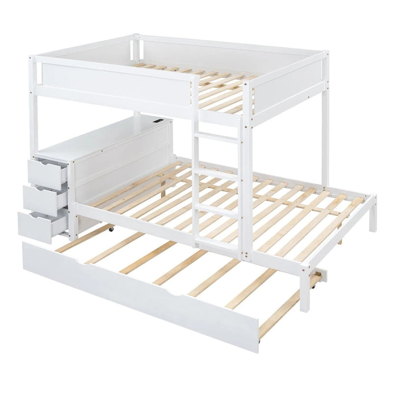 Litera Full sobre Full con cama nido Twin, almacenamiento y escritorio, litera tamaño Full