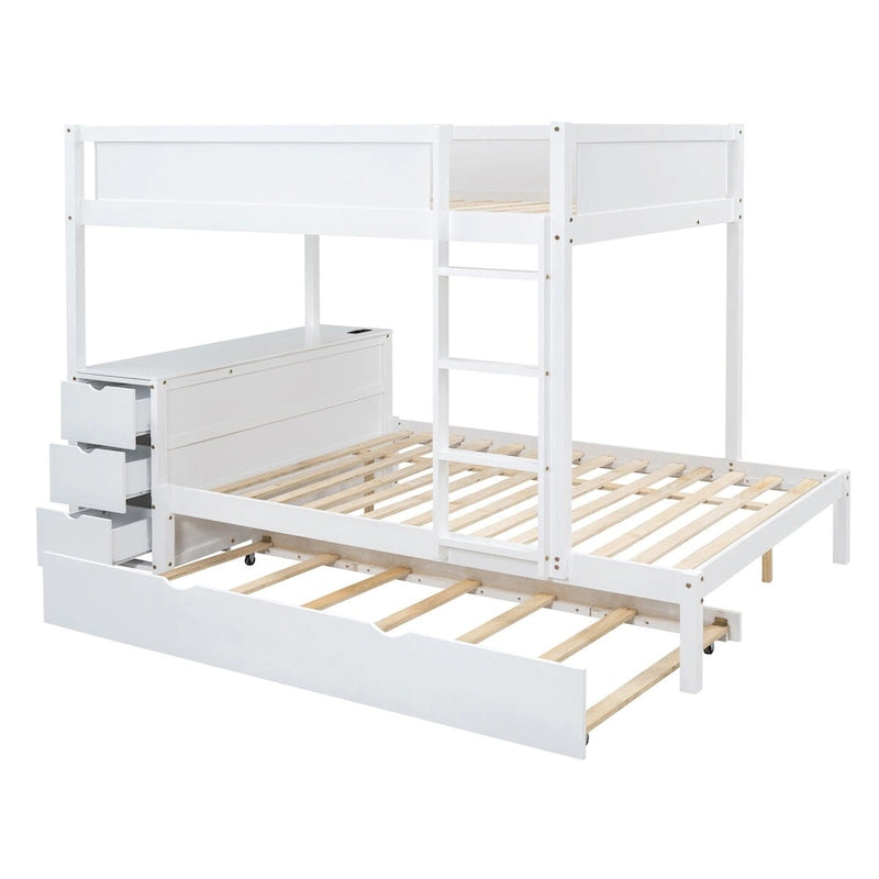 Litera Full sobre Full con cama nido Twin, almacenamiento y escritorio, litera tamaño Full
