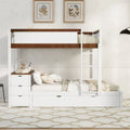 Litera Full sobre Full con cama nido Twin, almacenamiento y escritorio, litera tamaño Full