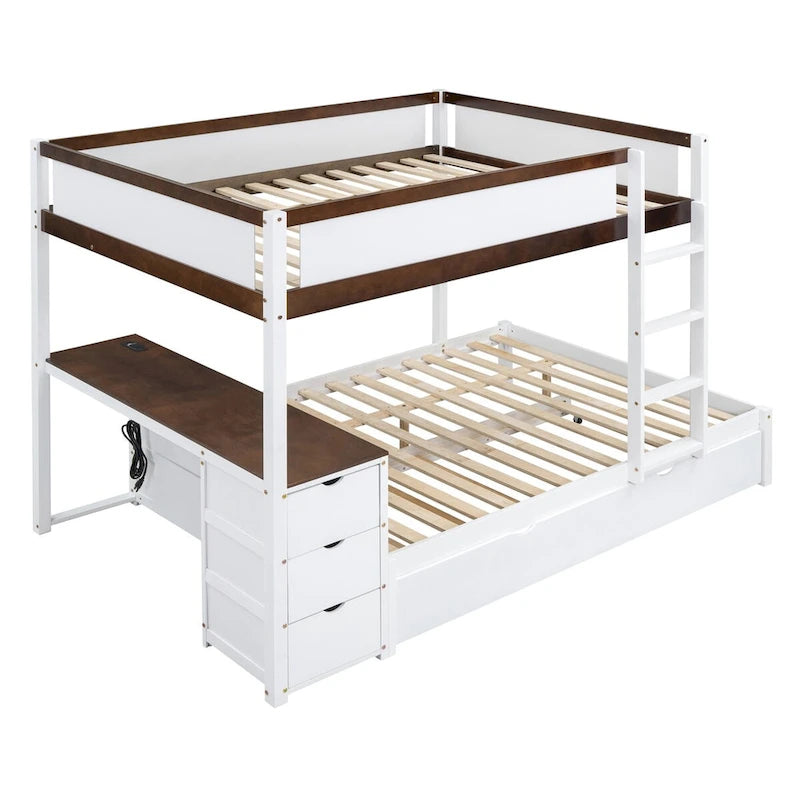 Litera Full sobre Full con cama nido Twin, almacenamiento y escritorio, litera tamaño Full