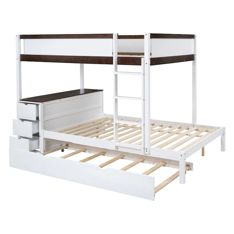 Litera Full sobre Full con cama nido Twin, almacenamiento y escritorio, litera tamaño Full