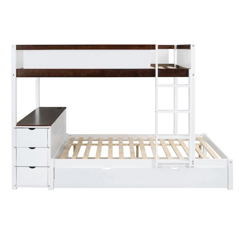 Litera Full sobre Full con cama nido Twin, almacenamiento y escritorio, litera tamaño Full