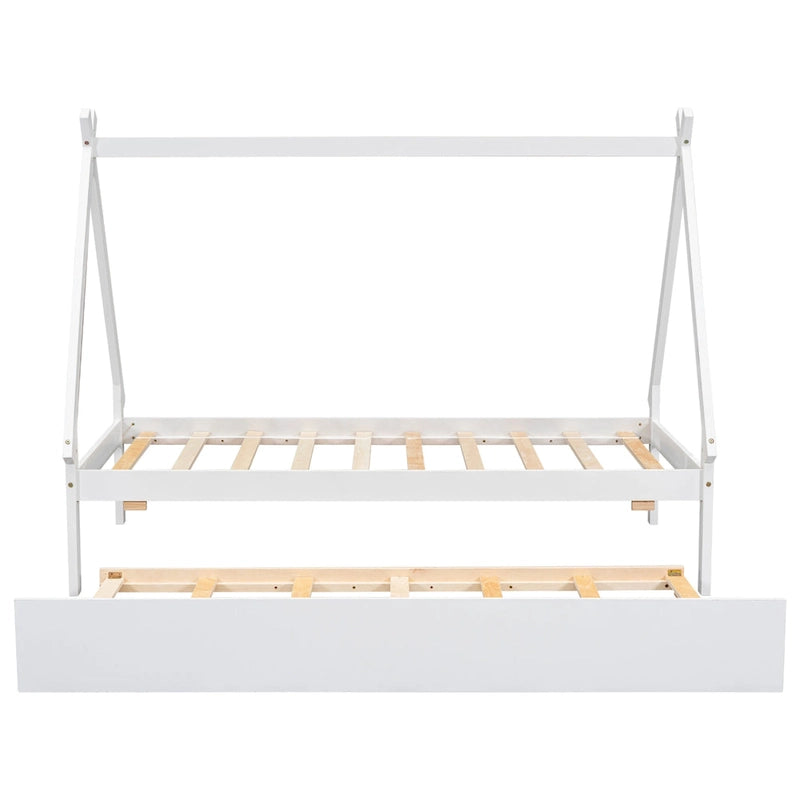 Cama de suelo tipo tienda de campaña tamaño Twin con cama nido